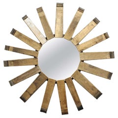 Modern Rustic Starburst Wood Wall Mirror