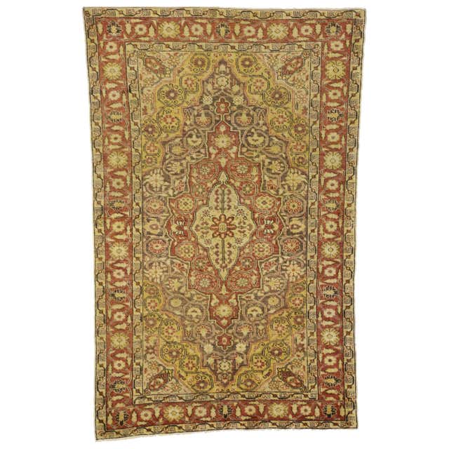 Vintage Turkish Oushak Hall Accent, Foyer or Entry Rug with French ...