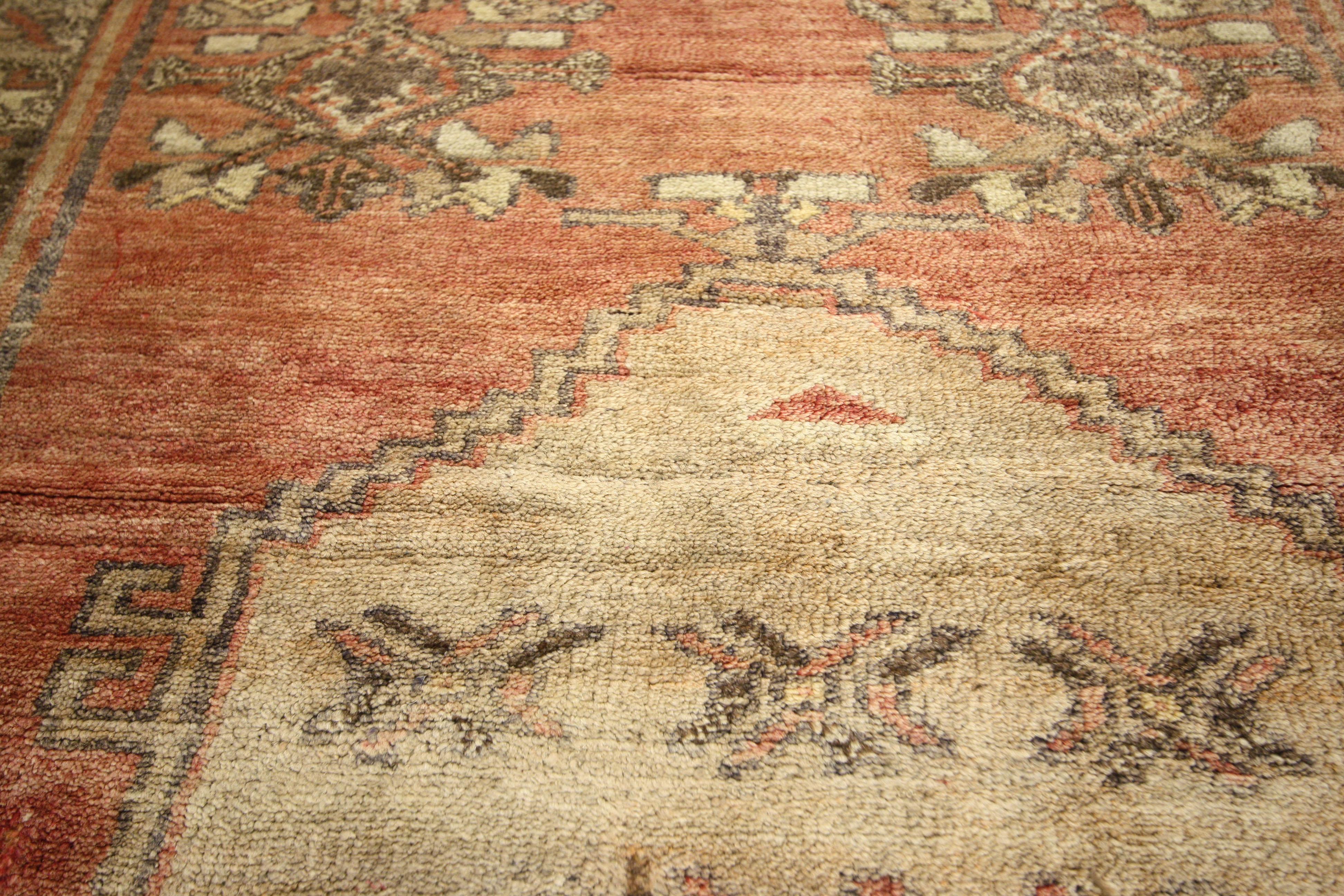 50190 Vintage Turkish Oushak Runner with Modern Rustic Spanish Revival Style 02'09 x 10'09. Emanating timeless elegance and grace of Spanish Colonial aesthetics, this hand knotted wool vintage Turkish Oushak runner is steeped in Anatolian history