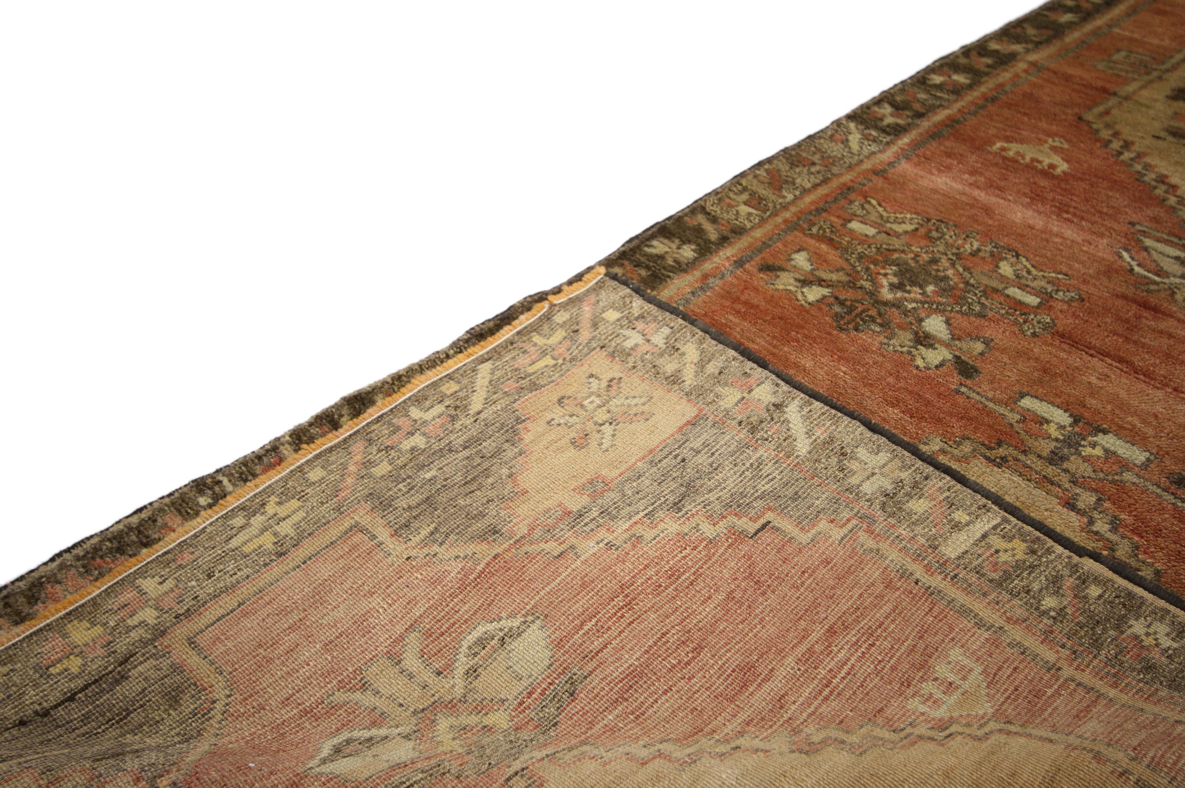 20th Century Vintage Turkish Oushak Runner with Modern Rustic Spanish Revival Style