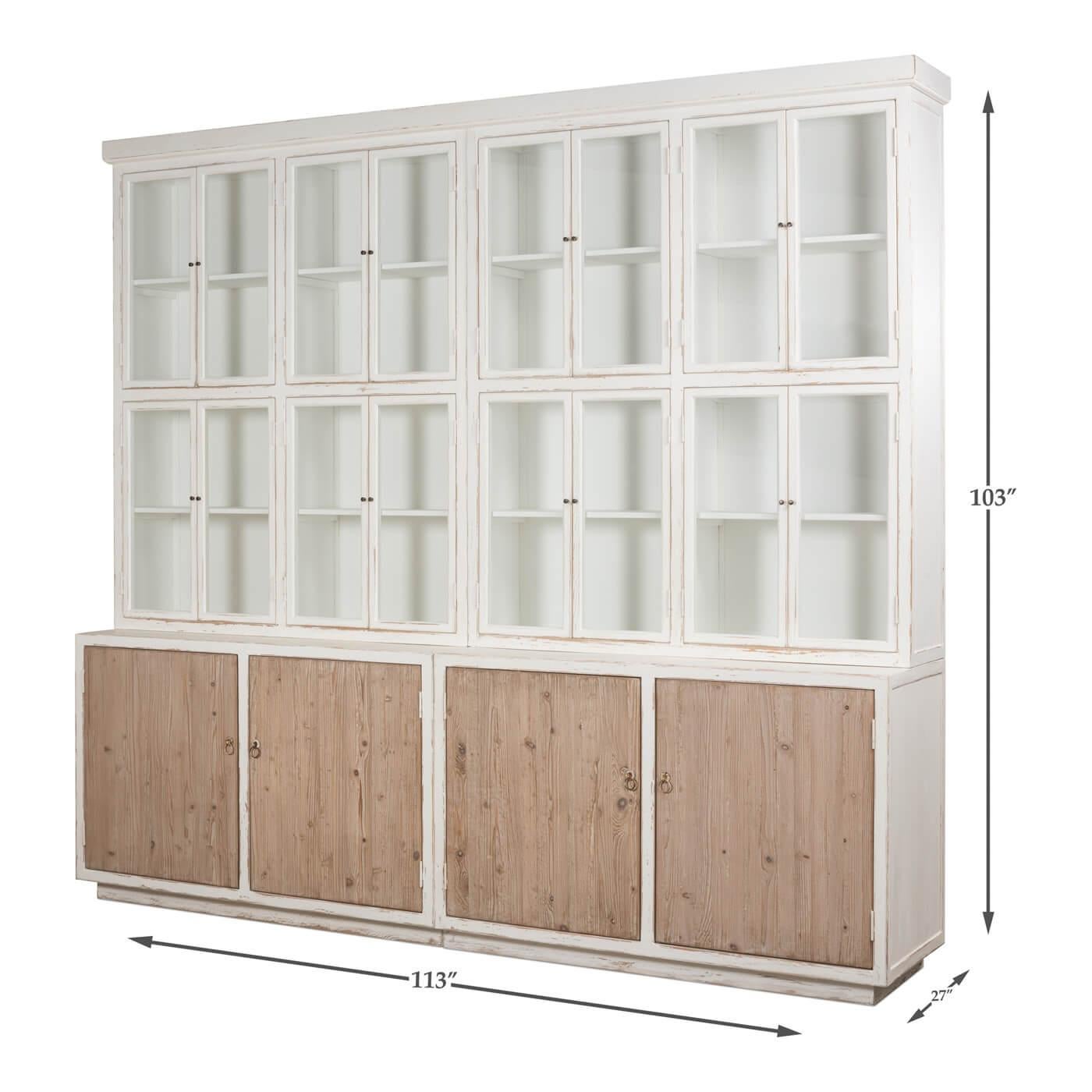 Modern Rustic White and Natural Wood Bookcase For Sale 5