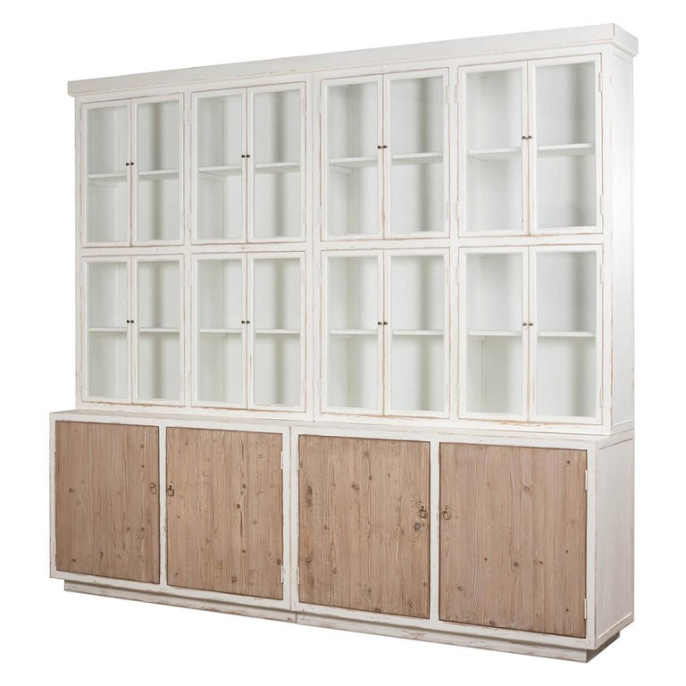 Modern Rustic White and Natural Wood Bookcase For Sale at 1stDibs