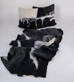 Modern Rustic Wool "Genesis" Pillows and Blanket Throw Hand-Milled