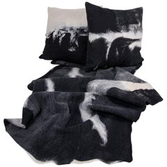 Modern Rustic Wool "Genesis" Pillows and Blanket Throw Hand-Milled