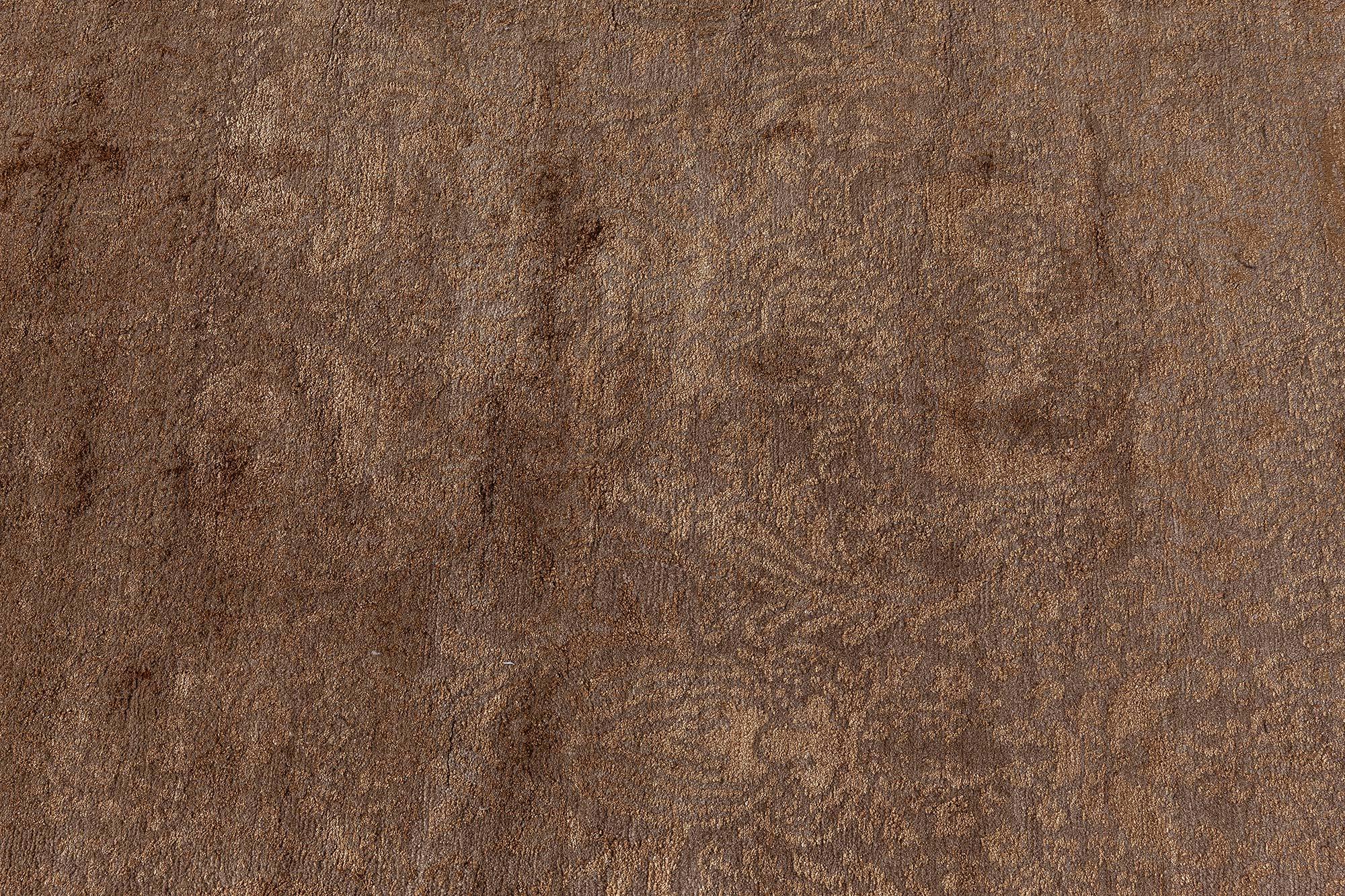 Tapis moderne S10 Tibetan Brown Floral Design Silk & Wool par Doris Leslie Blau Neuf - En vente à New York, NY