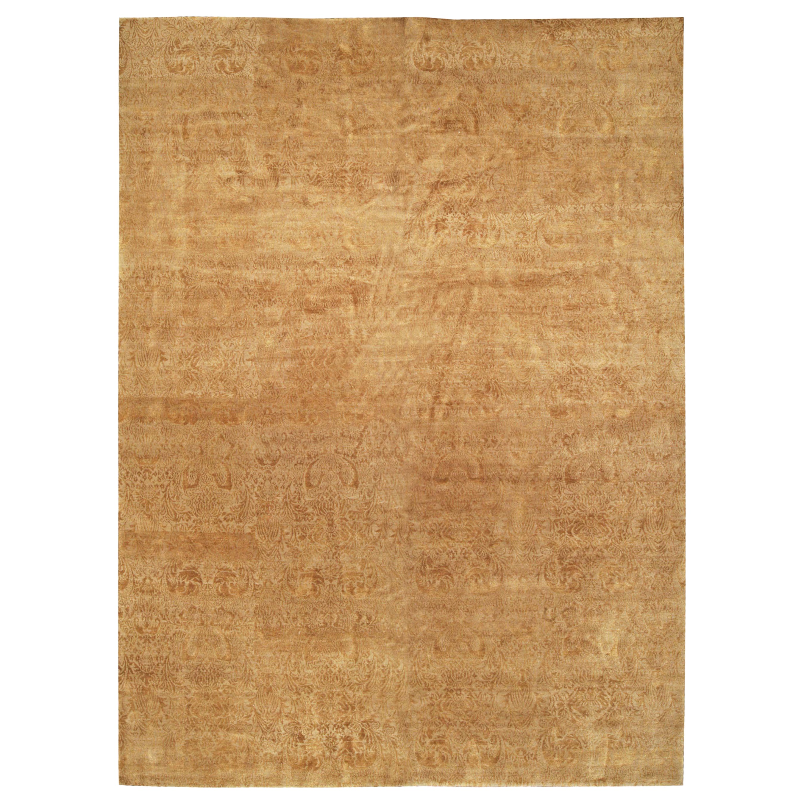 Tappeto moderno S10 Tibetan Brown Floral Design in seta e lana di Doris Leslie Blau