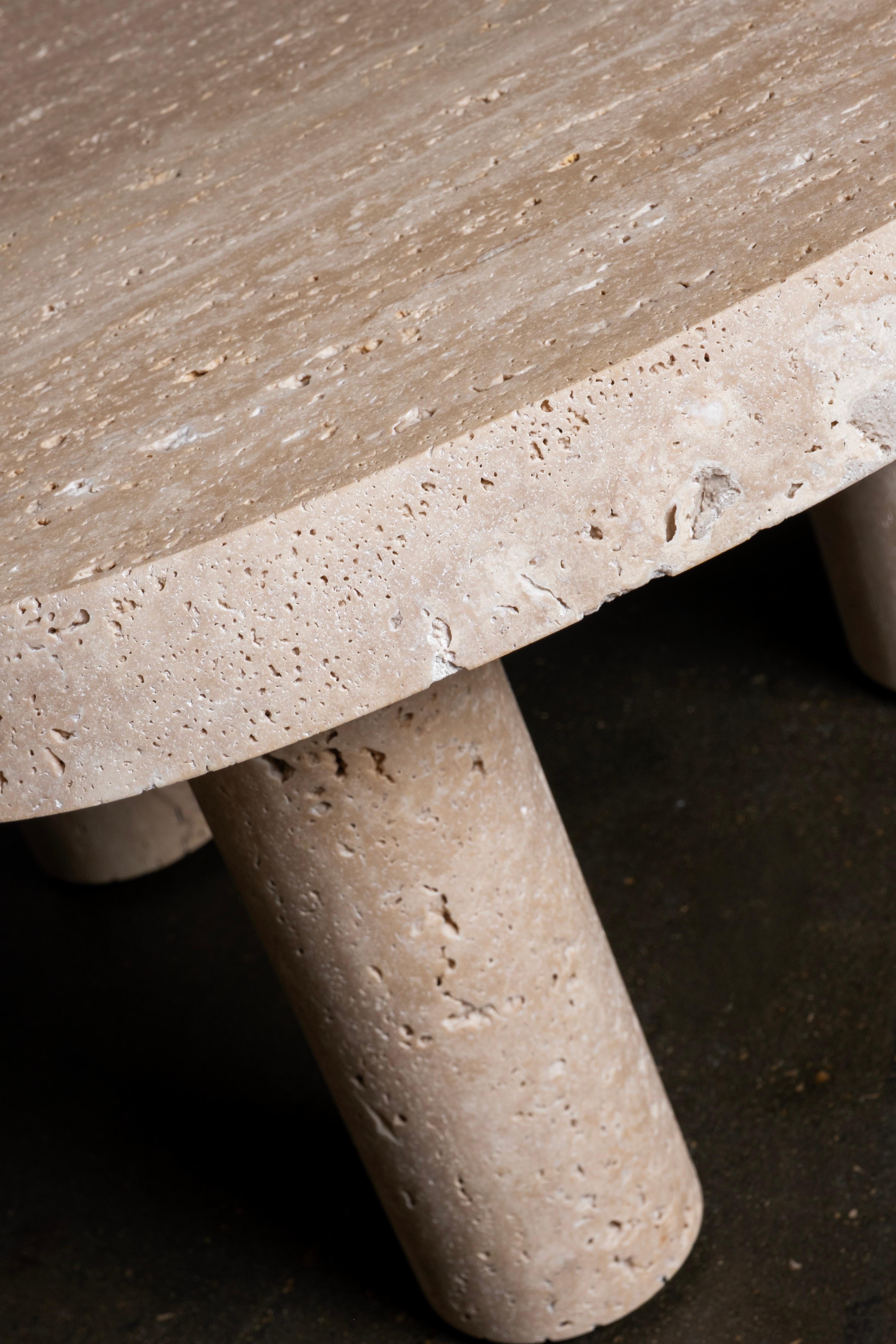 Modern Saara Set/2 Nesting Coffee Tables, Travertine, Handmade by Greenapple For Sale 9