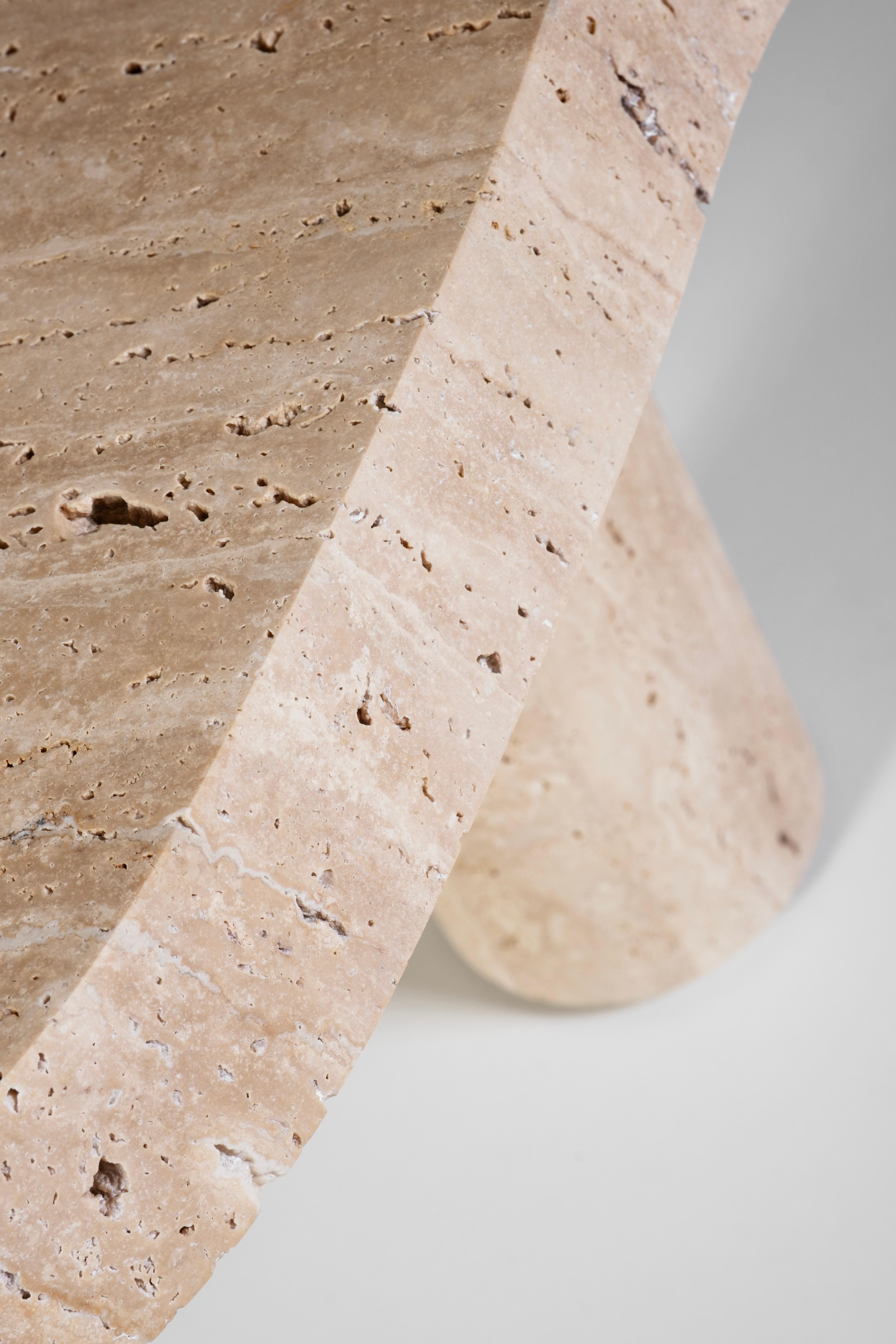 Modern Saara Set/2 Nesting Coffee Tables, Travertine, Handmade by Greenapple For Sale 10