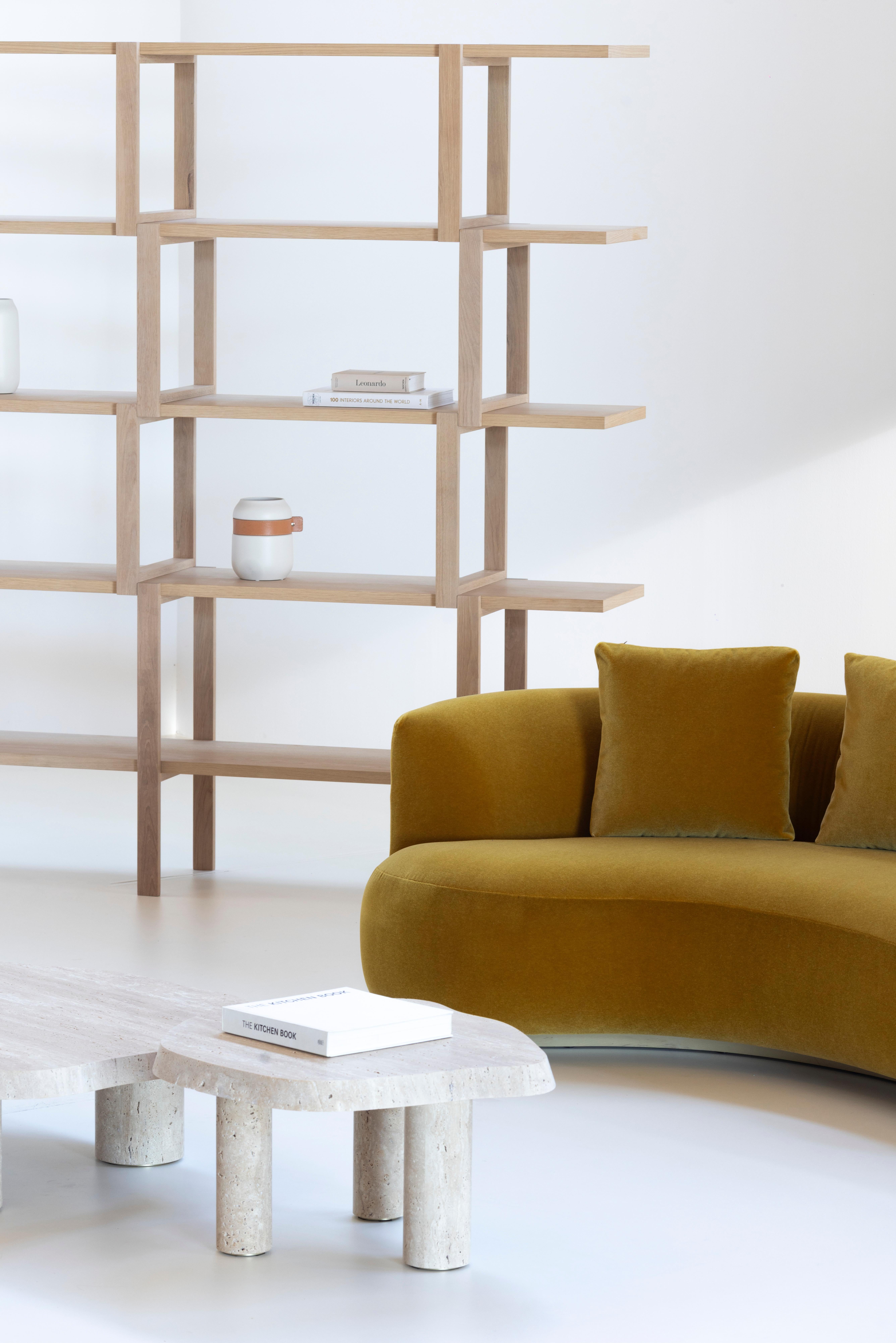 Limestone Modern Saara Set/2 Nesting Coffee Tables, Travertine, Handmade by Greenapple For Sale