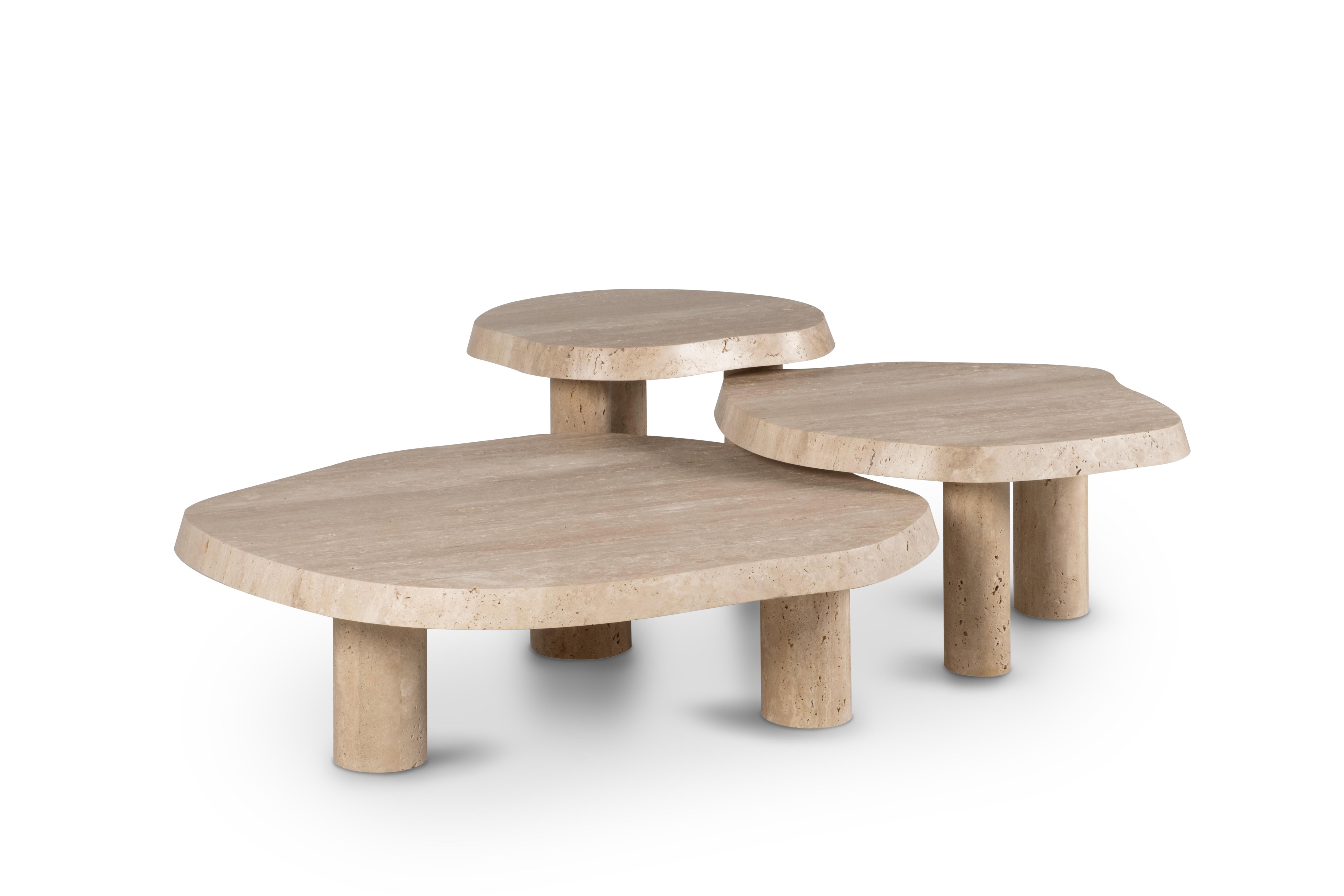 Tavolini moderni Saara Set/3, travertino, fatti a mano da Greenapple in vendita 2