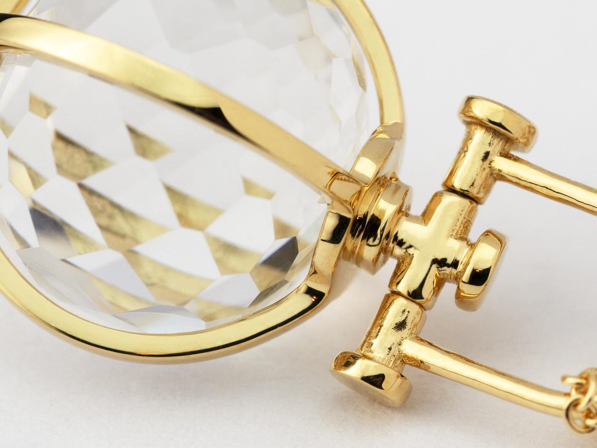 Modern Sacred 18K Gold Faceted Crystal Orb Amulet Necklace with Rock Crystal 4