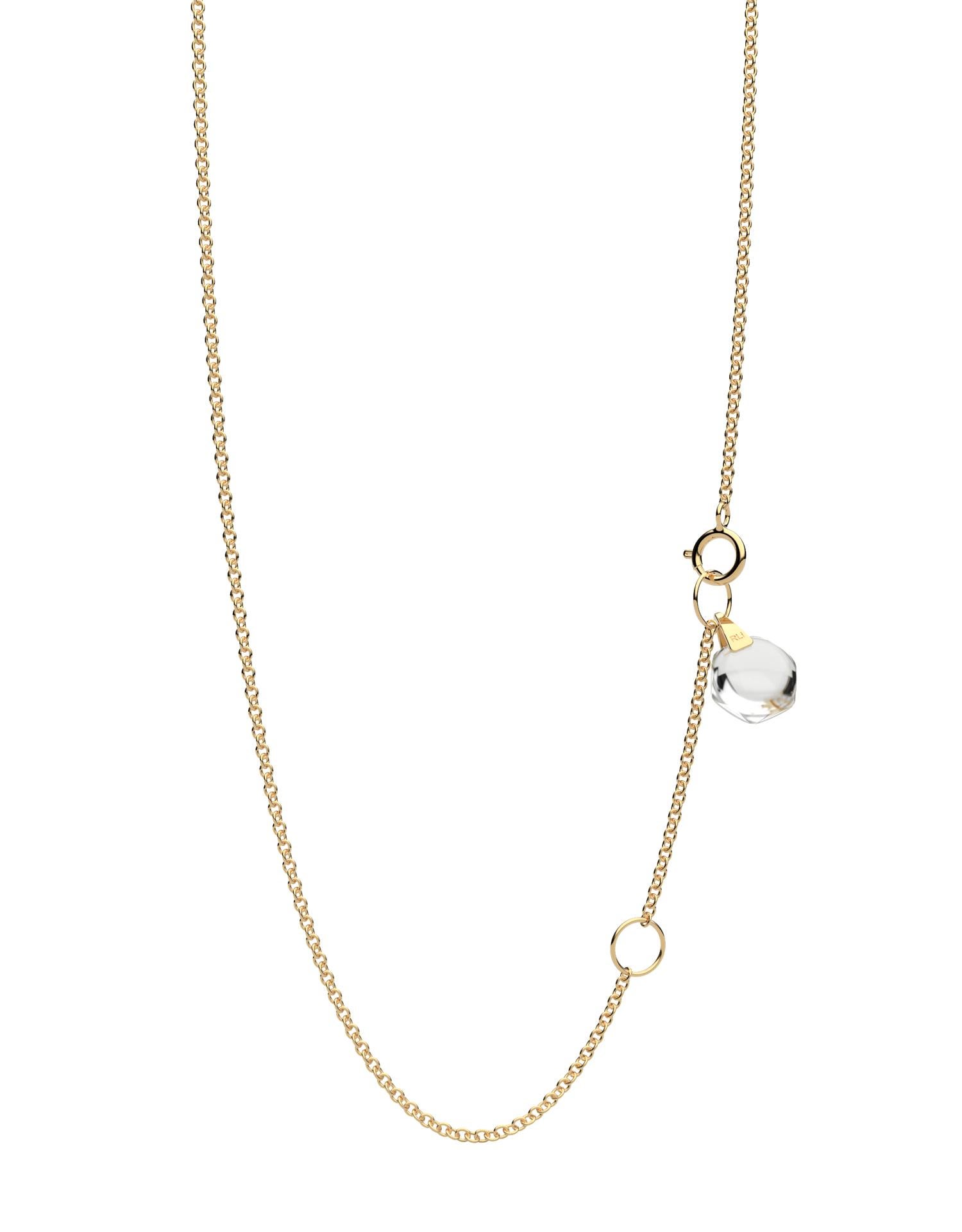 Modern Sacred 18K Gold Faceted Crystal Orb Amulet Necklace with Rock Crystal 6