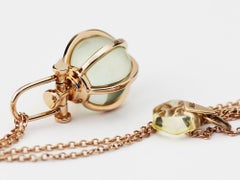 Modern Sacred 18K Rose Gold Crystal Ball Talisman Necklace with Green Amethyst