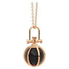Modern Sacred 18k Rose Gold Talisman Pendant Necklace with Black Onyx