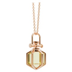 Modern Sacred 18k Solid Rose Gold Talisman Pendant Necklace with Lemon Citrine