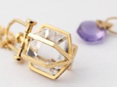 Collier pendentif moderne et sacré Talisman en or jaune massif 18 carats avec cristal de roche