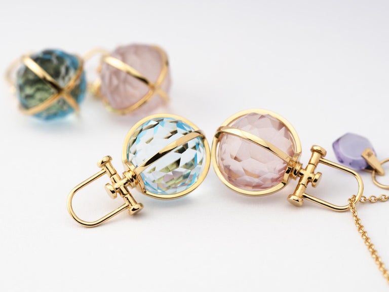 Gold Orb Rose Quartz Pendant Necklace