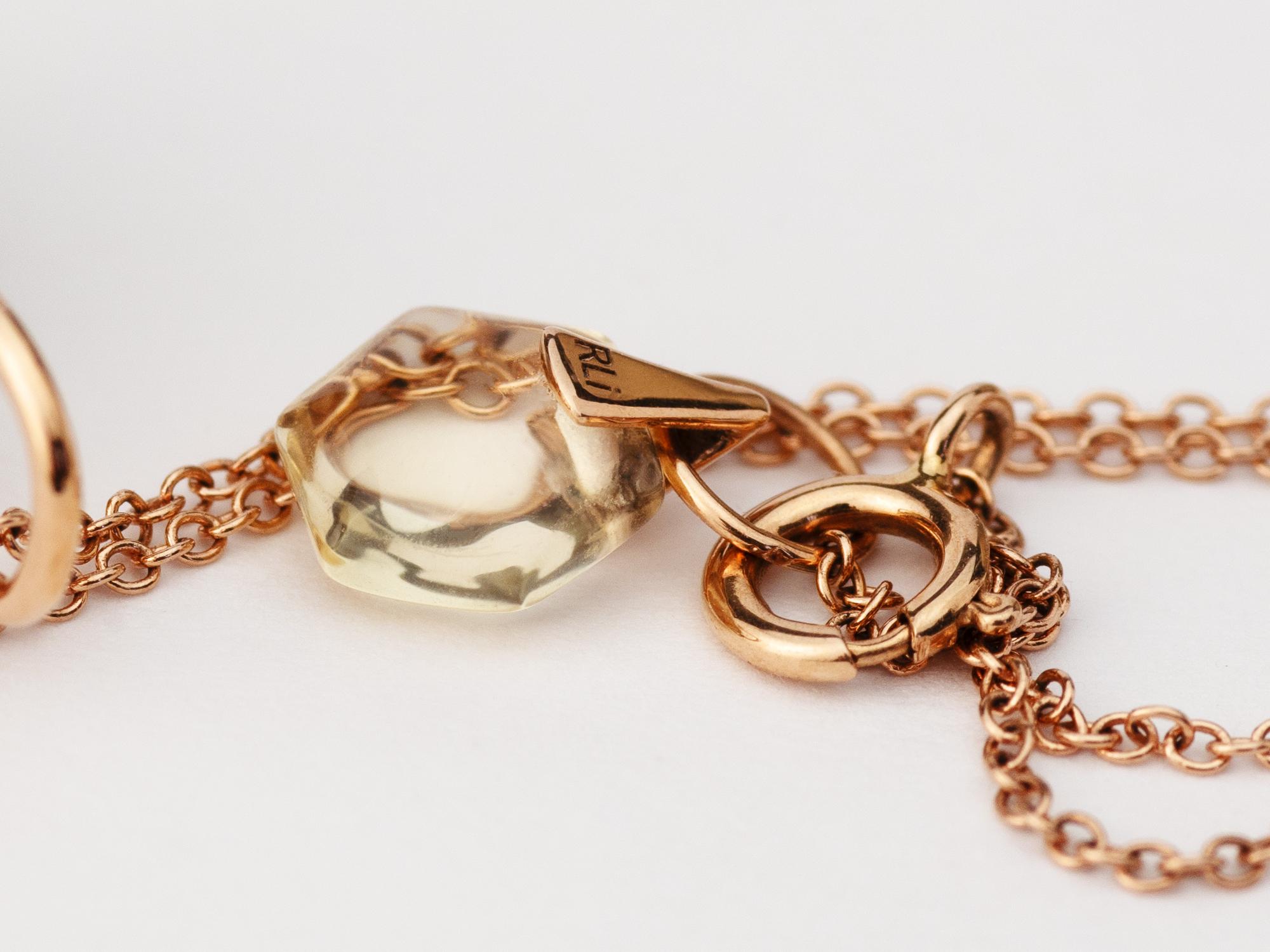 Modern Sacred Geometrical Dainty 18k Rose Gold Amulet Necklace w/ Amazonite For Sale 1