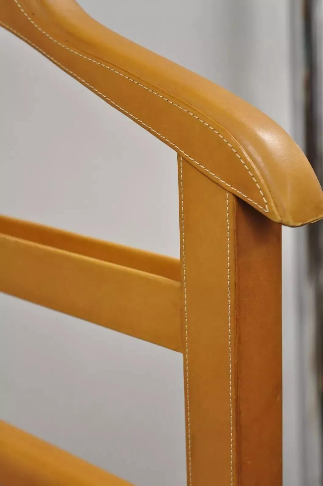 Modern Saddle Leather Italian Gentleman's Clothing Valet Suit Butler Stand For Sale 3