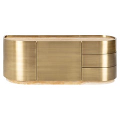 Modern Sahara Brass TV Cabinet, Miel Onyx, Handmade in Portugal by Greenapple