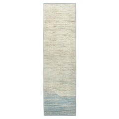 Modern Sahara Wool Runner in Beige and Blue