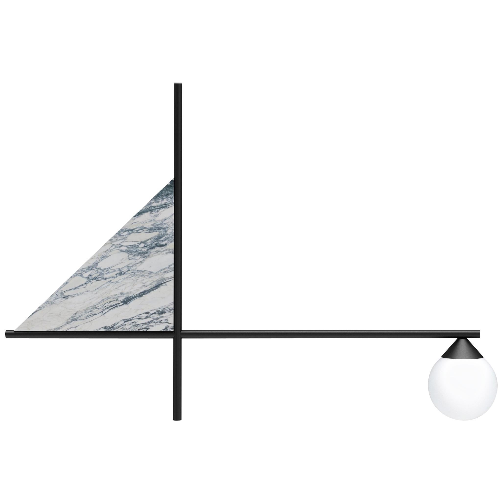 Modern Sail Light in Metal and Marble For Sale