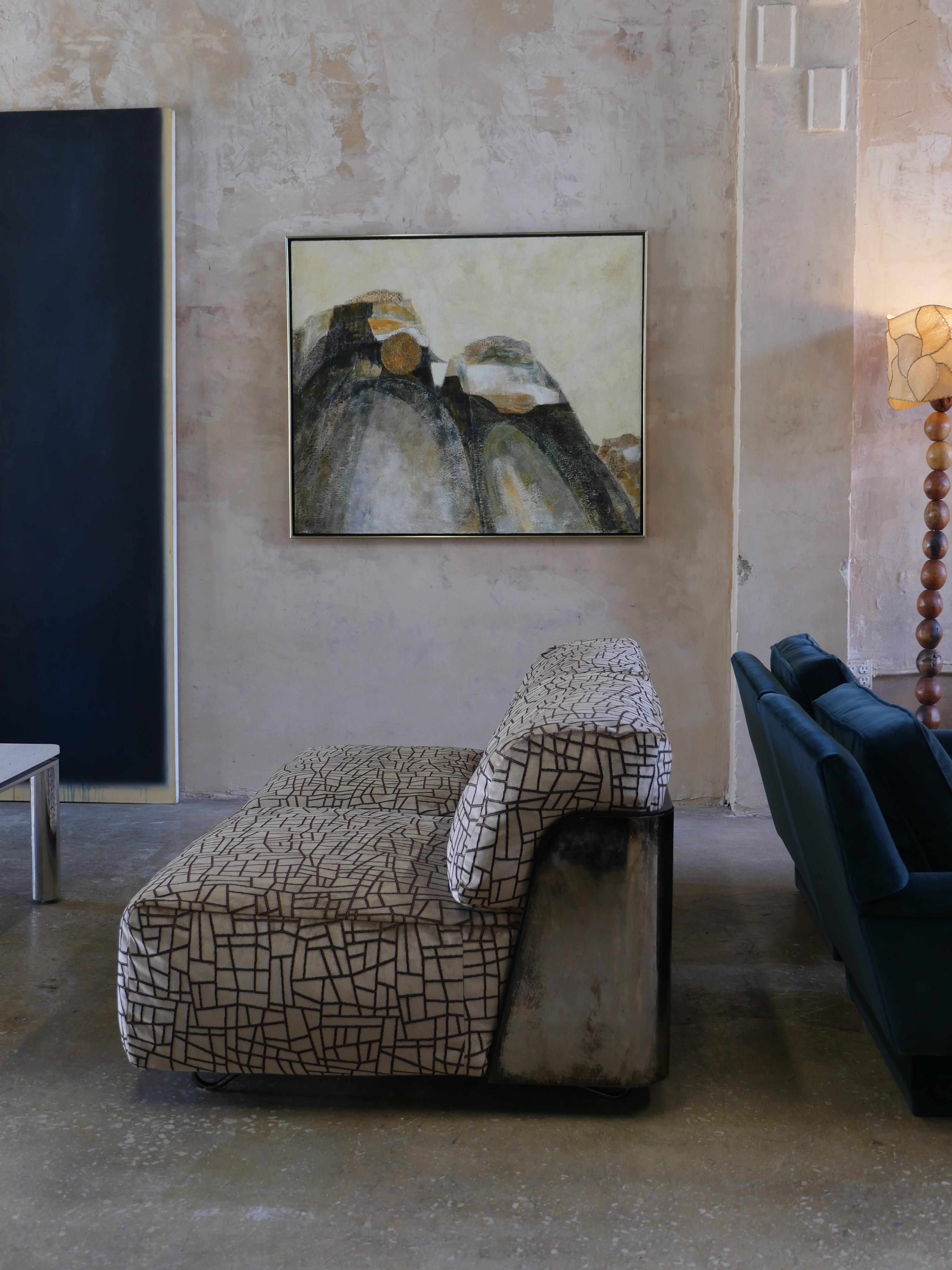 Metal Modern Saint-Germain Lounge Chair by Italian Designer Gio Pagani - Set of 2 For Sale