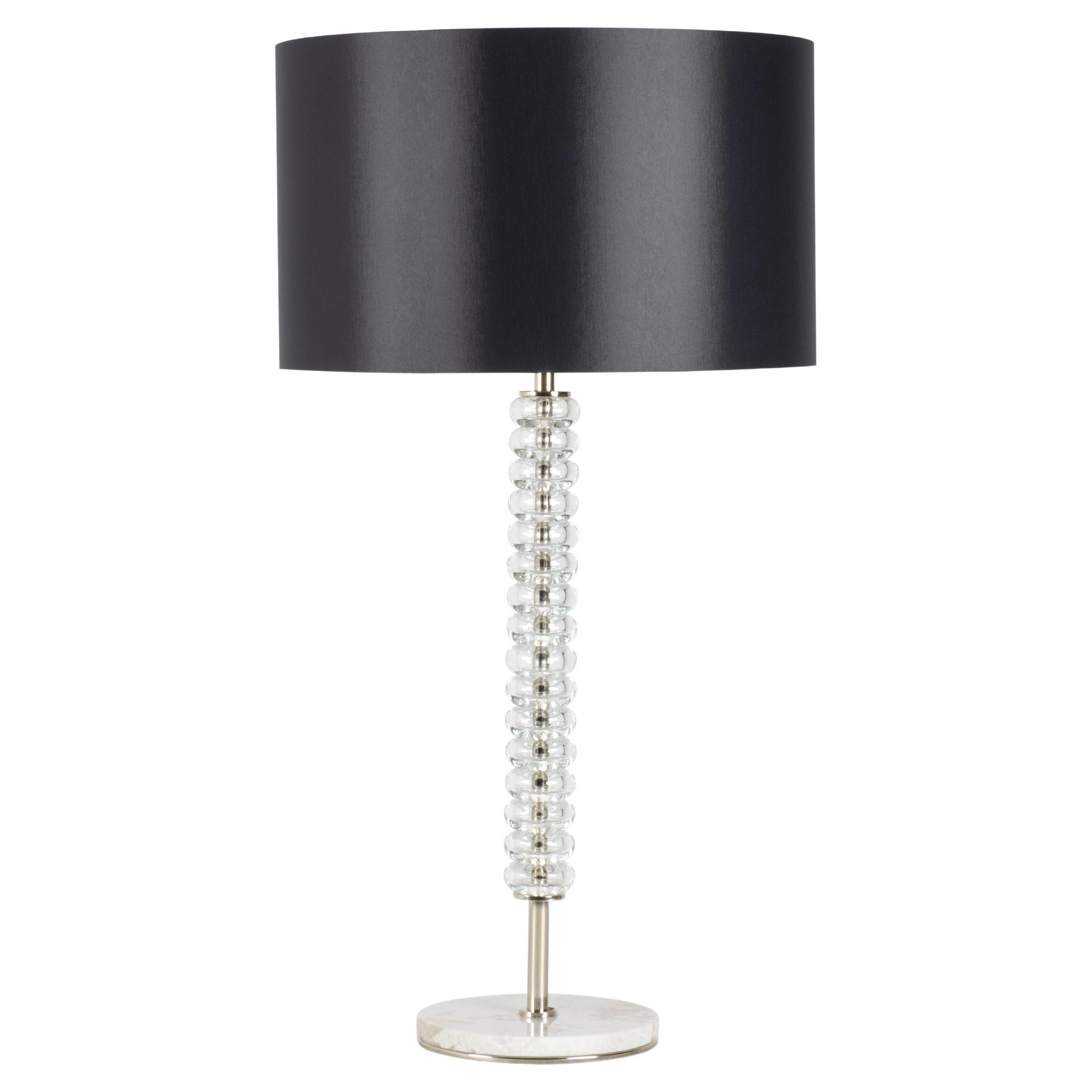Modern Saldanha Table Lamp, Onyx Base, Black Shade, Handmade in Portugal For Sale