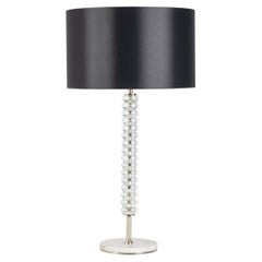 Modern Saldanha Table Lamp, Onyx Base, Black Shade, Handmade in Portugal