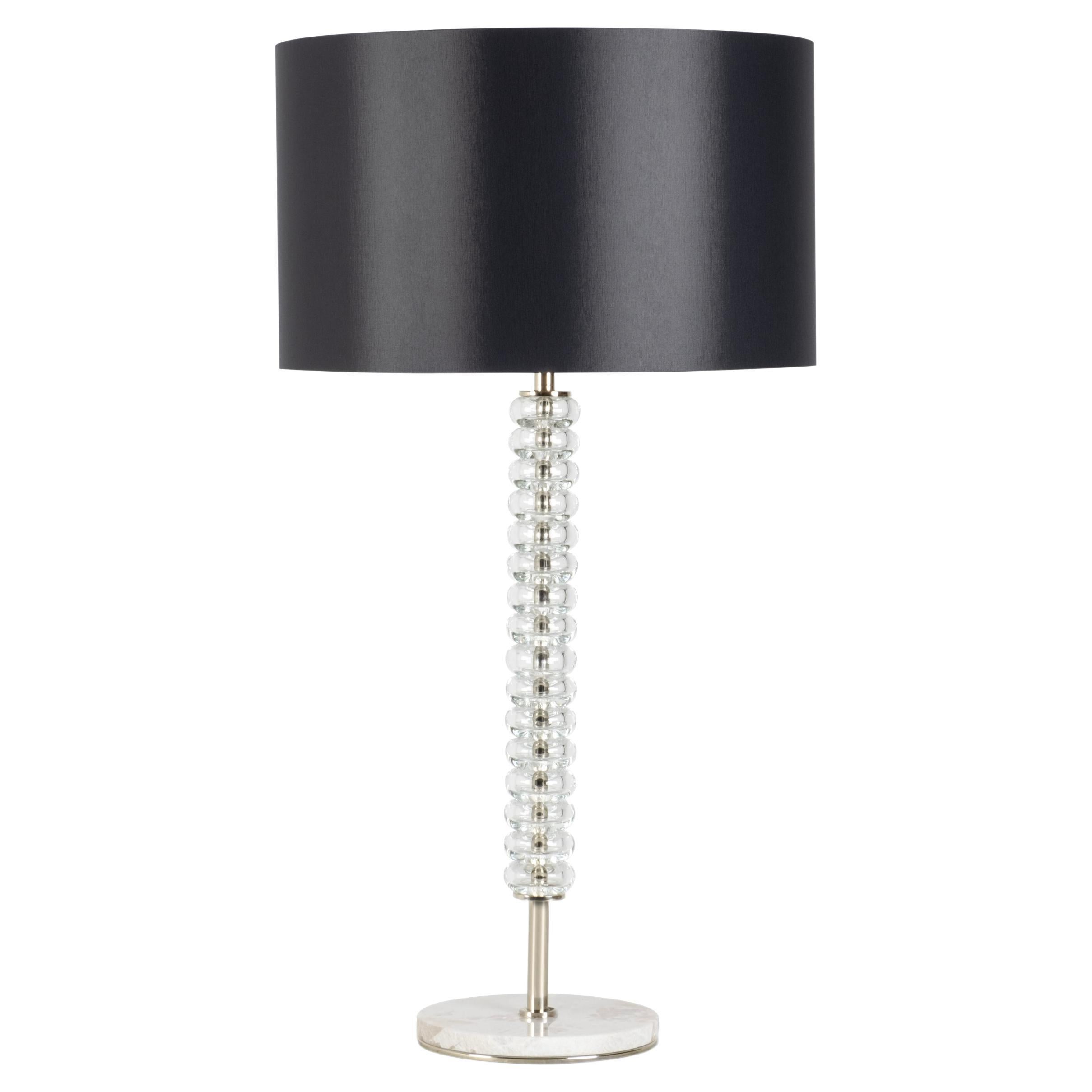 Modern Saldanha Table Lamp SET/2, Marble Base, Black Shade, Handmade in Portugal