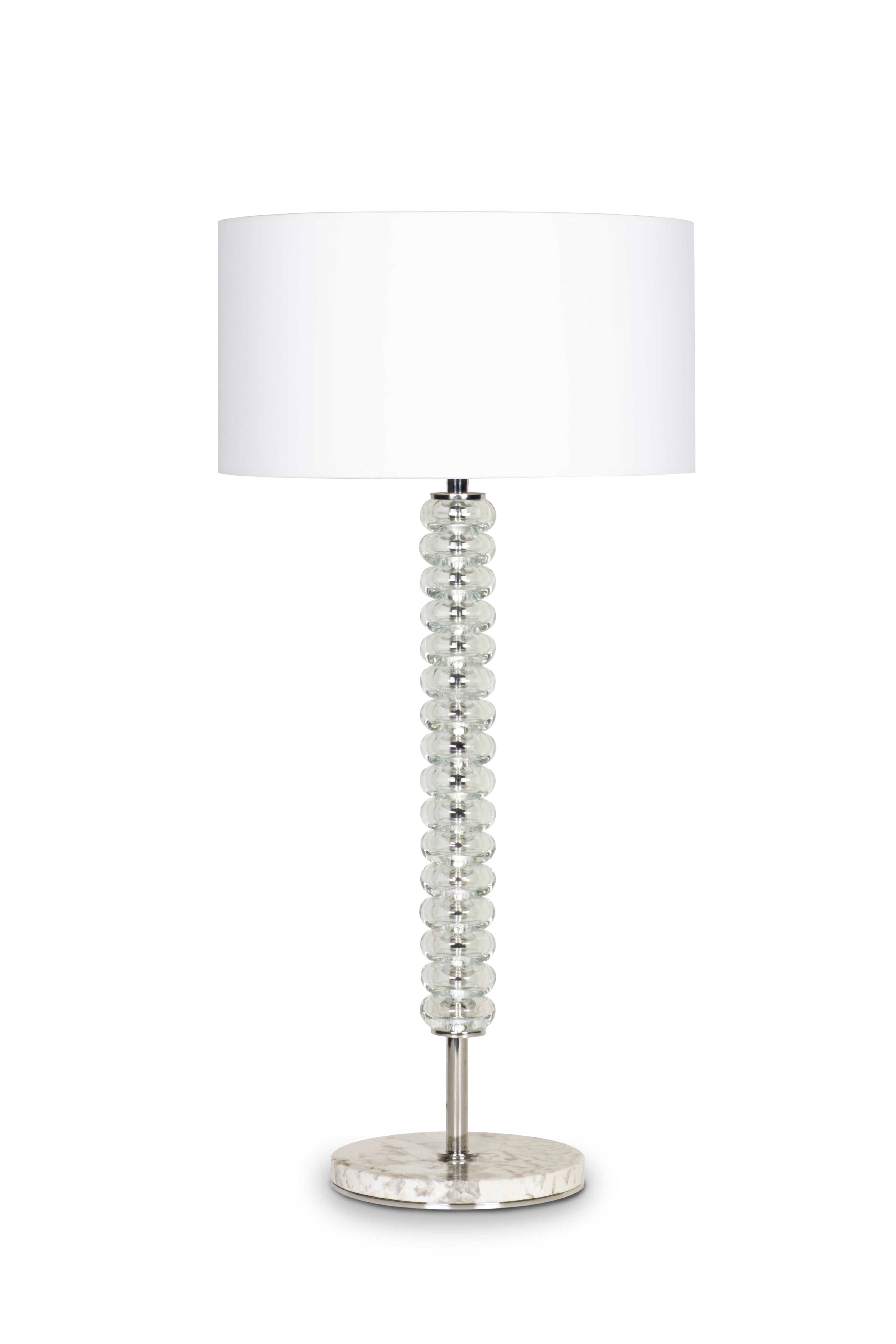Moderne Saldanha Tischleuchte SET/2, Quarz, weißer Schirm, handgefertigt in Portugal im Zustand „Neu“ im Angebot in Lisboa, PT
