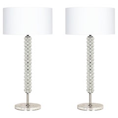 Lampe à poser moderne Saldanha SET/2, Quartz, abat-jour blanc, fait main au Portugal