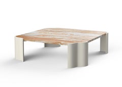 Mid-Century Modern Salemas Stone Coffee Table Egyptian Onyx, Handmade Greenapple