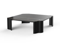 Mid-Century Modern Salemas Marble Coffee Table, Sahara Noir, Handmade Greenapple