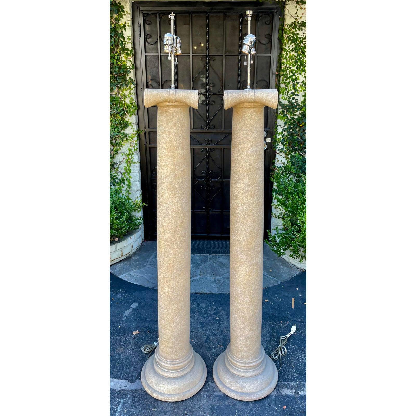 20th Century Modern Sally Sirkin Lewis for J. Robert Scott Neoclassical Column Floor Lamps For Sale