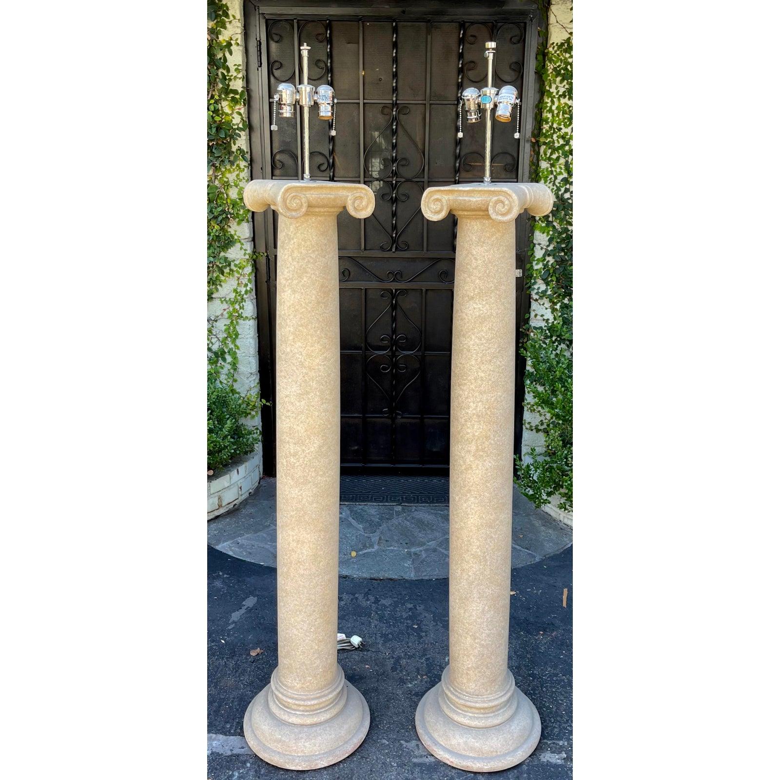 Wood Modern Sally Sirkin Lewis for J. Robert Scott Neoclassical Column Floor Lamps For Sale