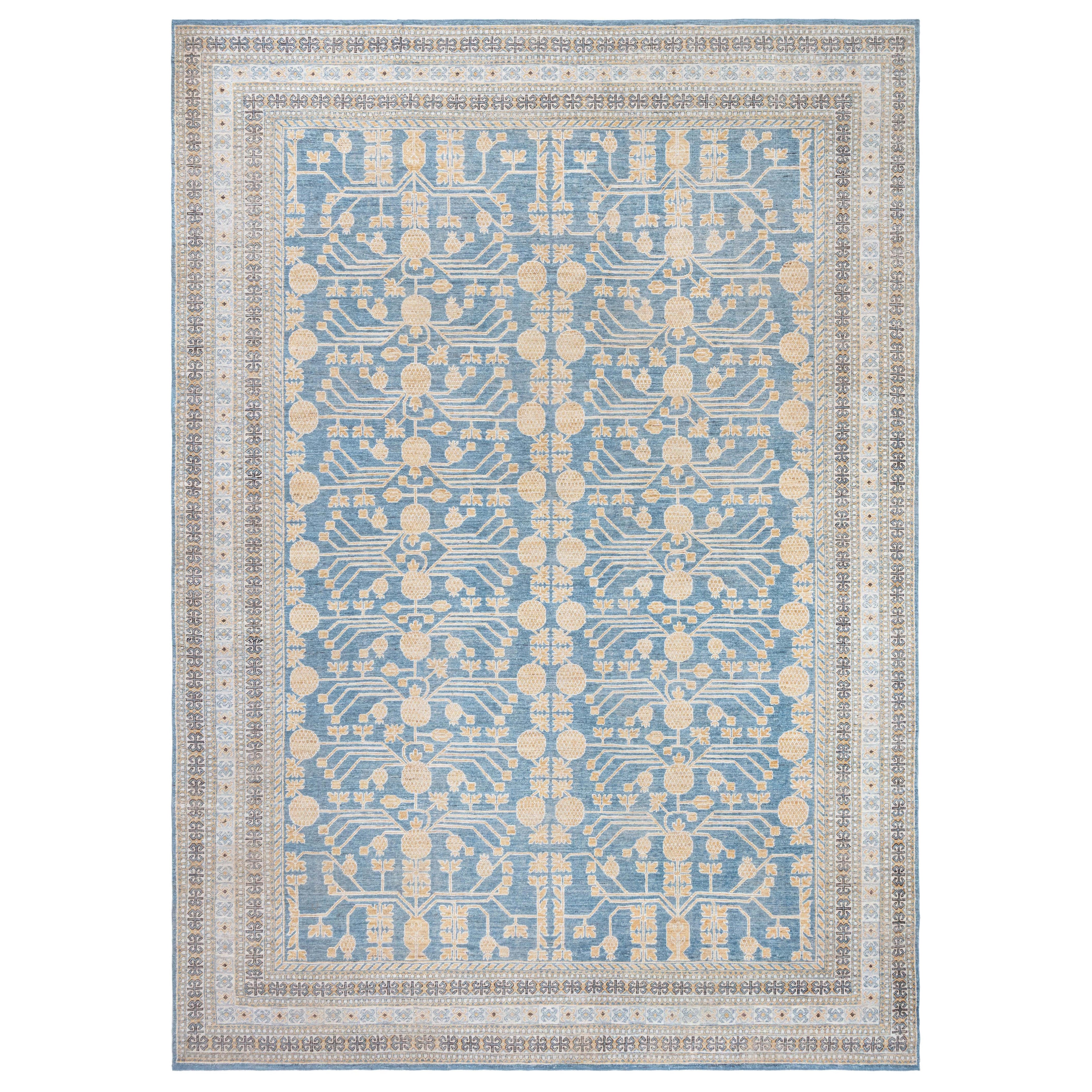 Moderner Samarkand-Teppich Doris Leslie Blau im Angebot