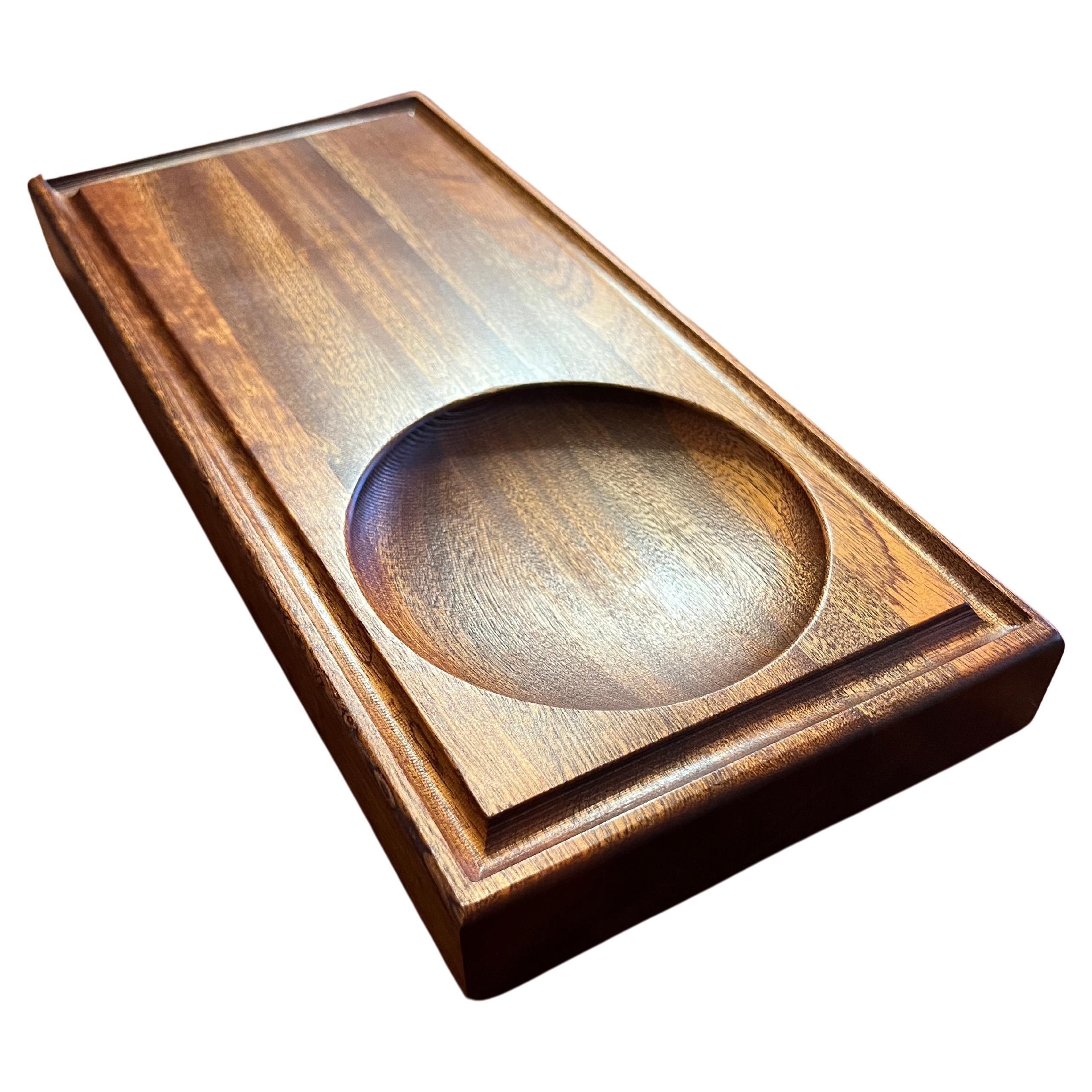 Modern Sapele Bowl and Butcher Block with drip edge in stock For Sale
