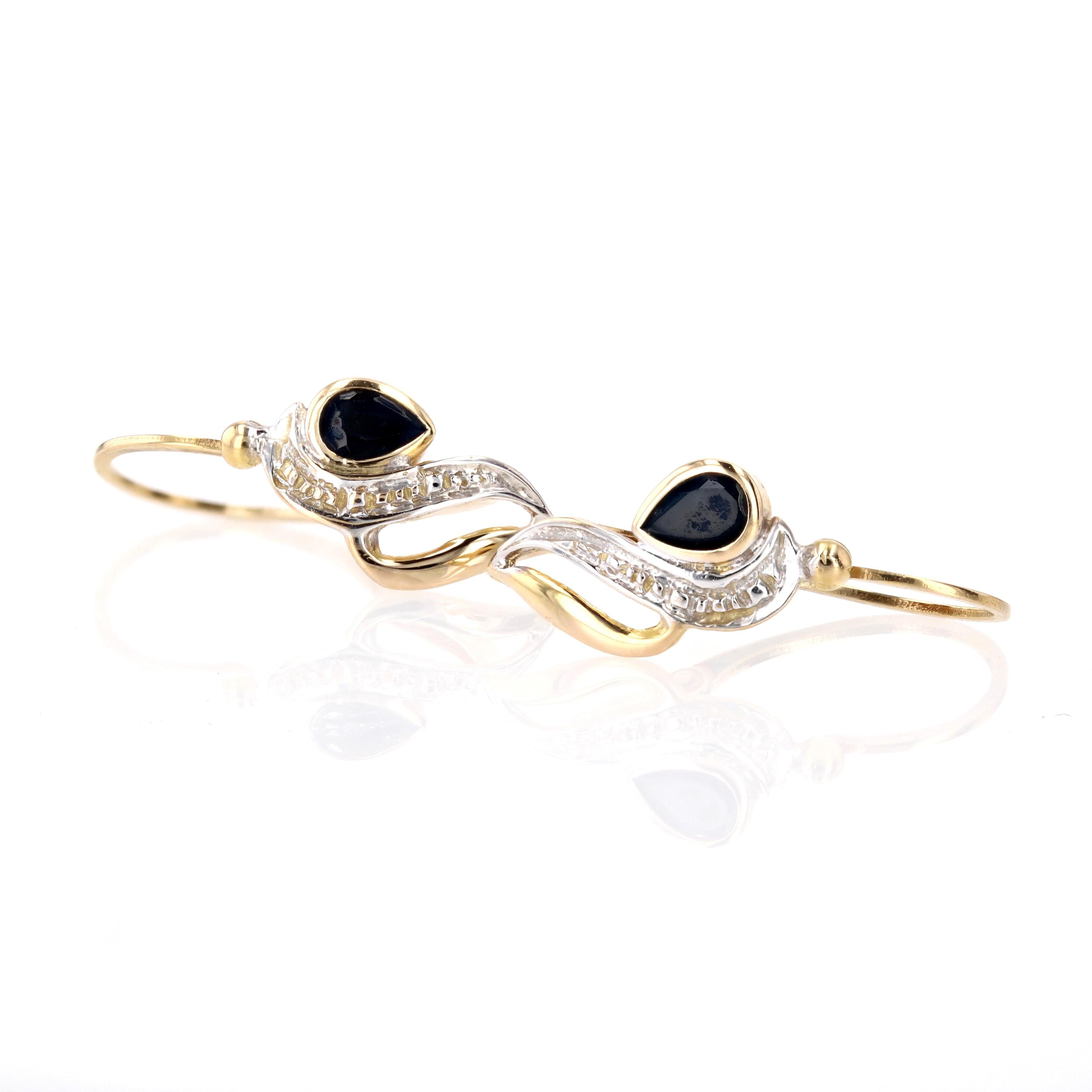 Modern Sapphire 18 Karat Yellow Gold Lever back Earrings For Sale 2
