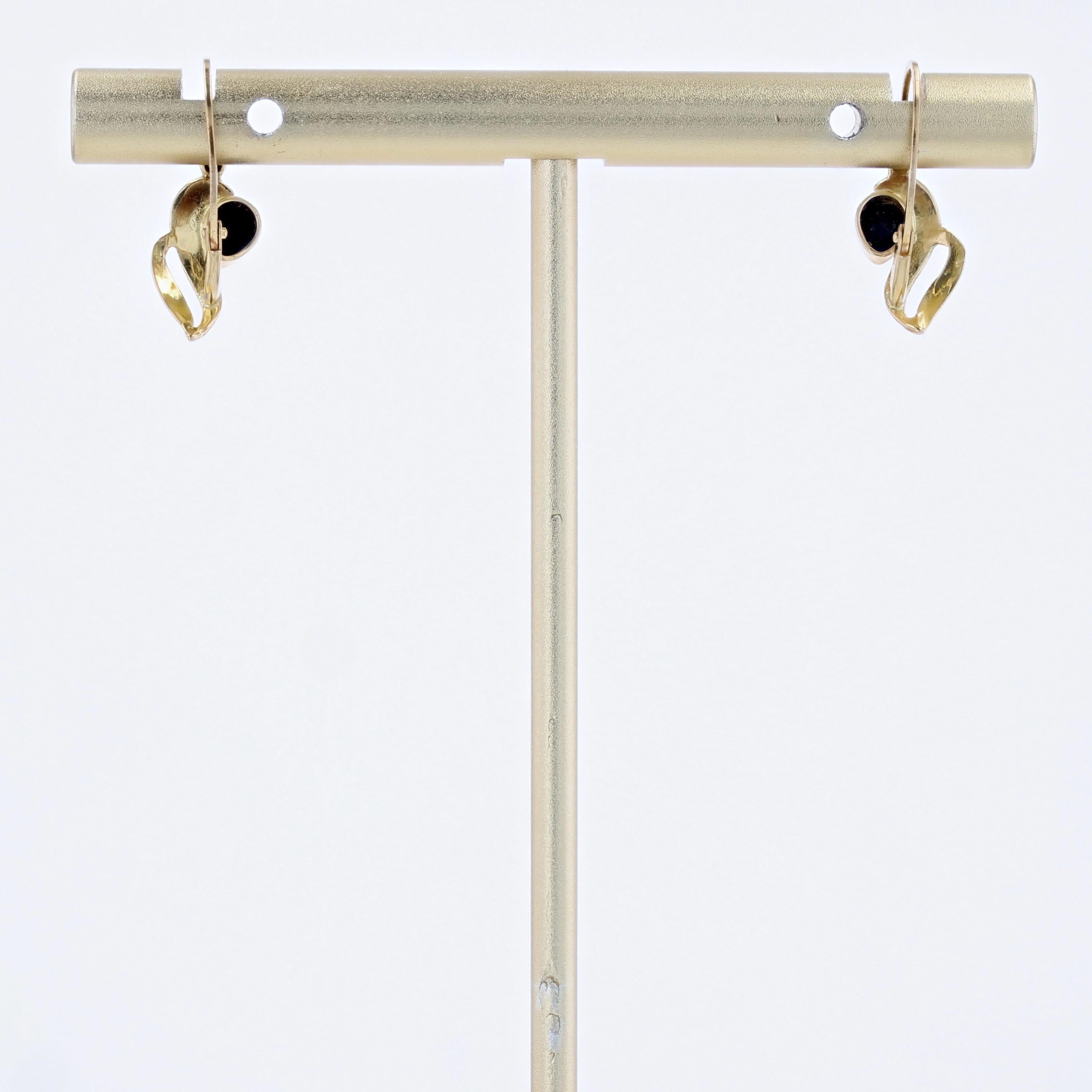 Modern Sapphire 18 Karat Yellow Gold Lever back Earrings For Sale 3