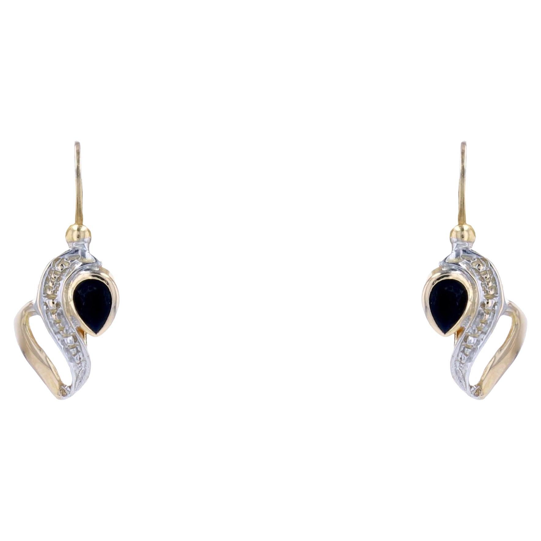Modern Sapphire 18 Karat Yellow Gold Lever back Earrings For Sale