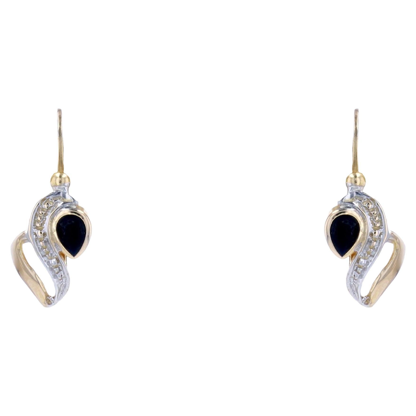 Modern Sapphire 18 Karat Yellow Gold Lever back Earrings For Sale
