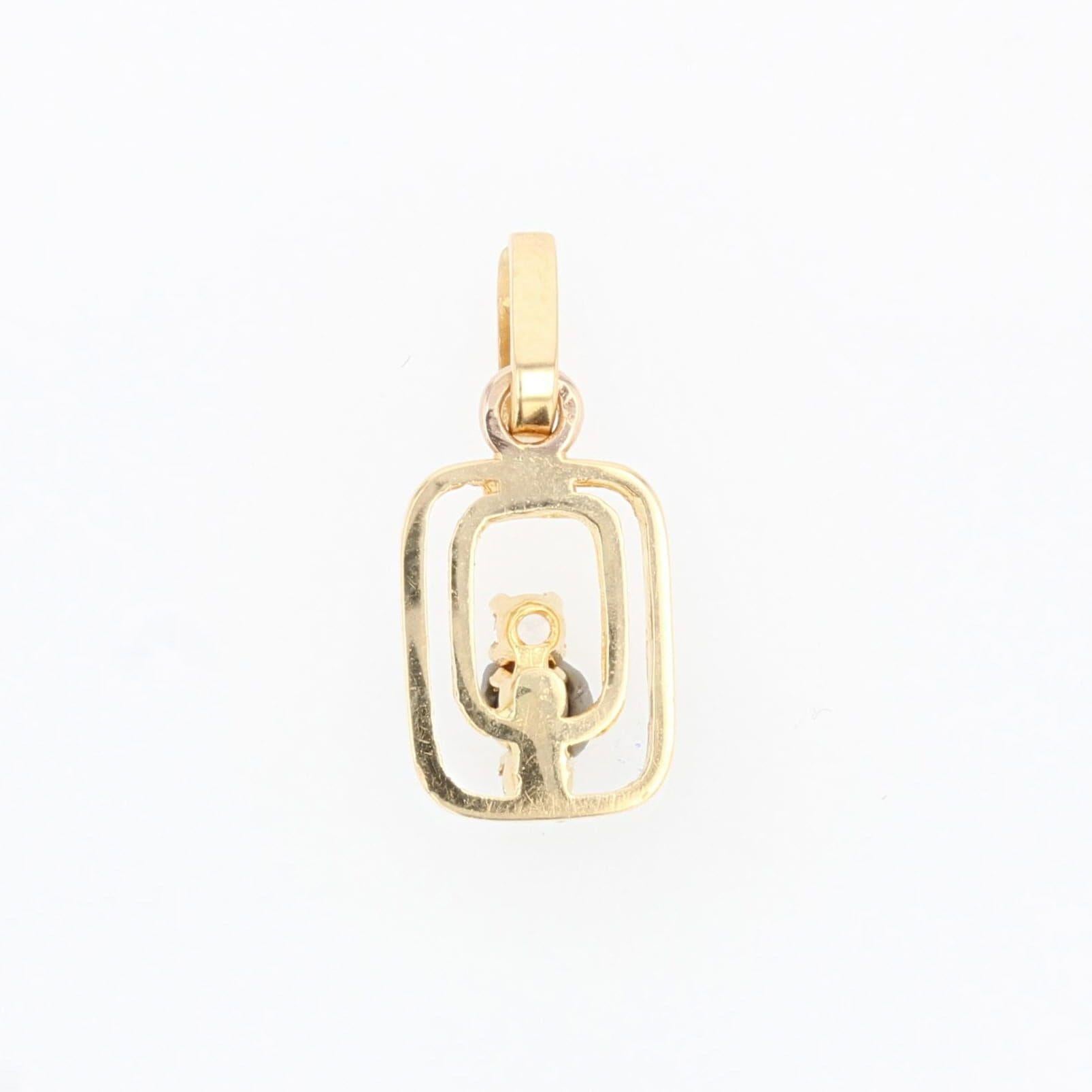 Modern Sapphire 18 Karat Yellow Gold Pendant In Good Condition In Poitiers, FR