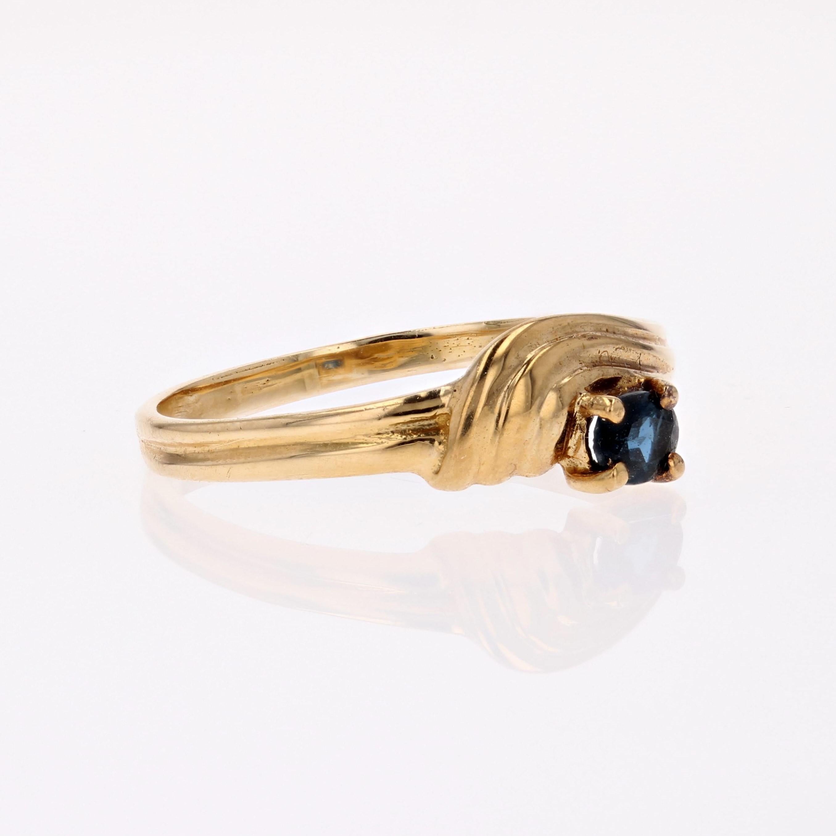 Modern Sapphire 18 Karat Yellow Gold Ring In Good Condition For Sale In Poitiers, FR