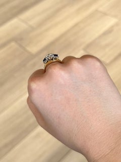 Modern Sapphire and Diamond 18 Carat Gold and Platinum Three Stone Ring