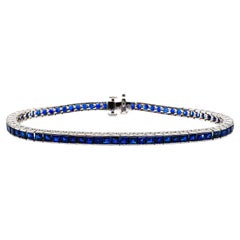 Modern Sapphire and Platinum Line Bracelet, 7.36 Carats