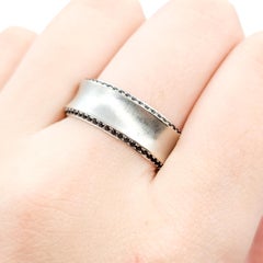 Modern Sapphire Brushed Band in 14k White Gold