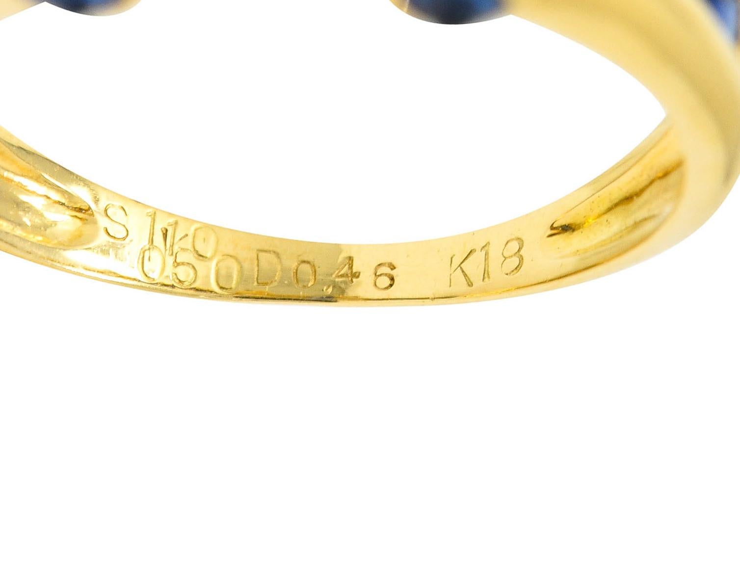 Modern Sapphire Diamond 18 Karat Gold Gemstone Ring 1