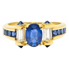 modern sapphire rings Modern Sapphire Diamond 18 Karat Gold Gemstone Ring