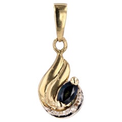 Modern Sapphire Diamond 18 Karat Yellow Gold Pendant Modern Sapphire Diamond 18 Karat Yellow Gold Pendant